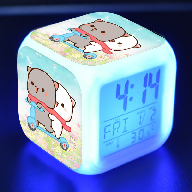 Panda Bear Bubu Dudu budziki pokój dziecięcy 7 zmieniający kolor wielofunkcyjny wykrywanie świecącej zegar na biurko bożonarodzeniowe prezenty dla dzieci