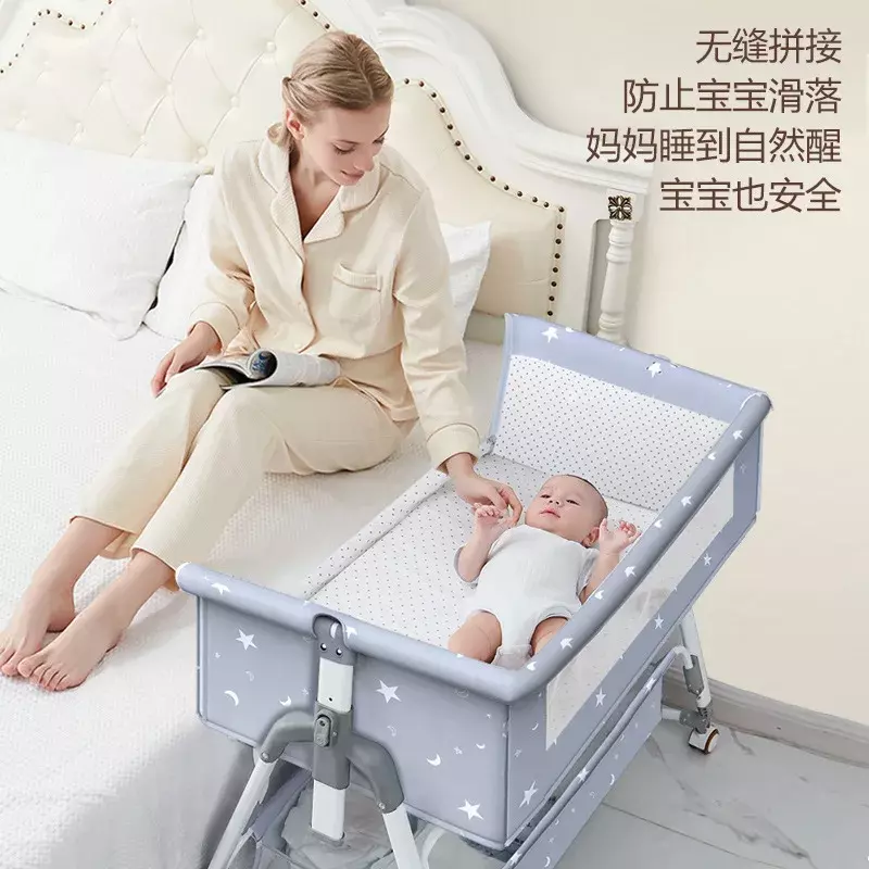 Multifunctional Portable Baby Bed Crib For Newborn Bed Splicing Big Bed Baby Crib Cradle Mobile Foldable