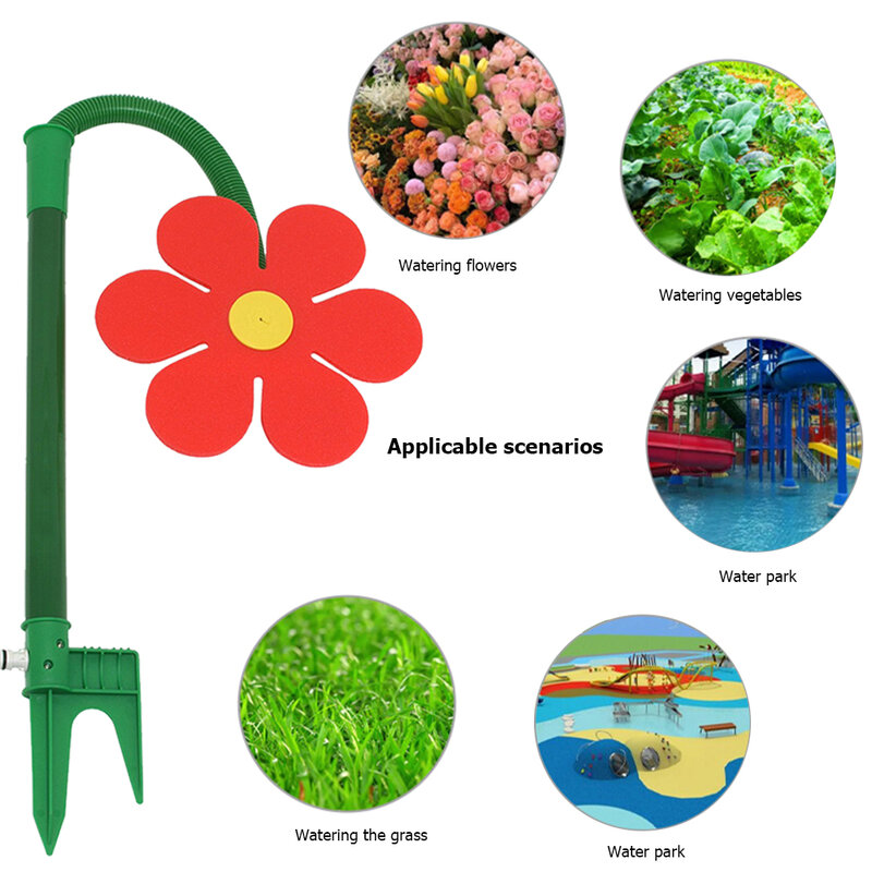 Penyiram taman, bentuk bunga, putaran gila Sprinkler berputar 720 mainan semprotan air untuk halaman rumput alat irigasi Pengairan