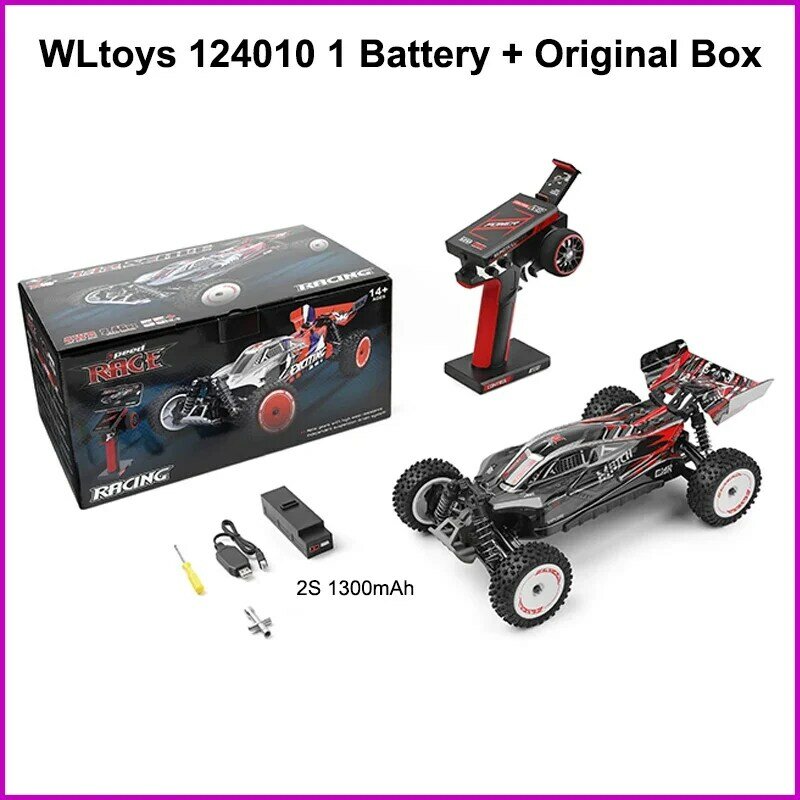 WLtoys-124010 RC carro para crianças, 55 Kmph, 4WD, Off-Road, 1/12, V8, 2.4G, Racing Drift, elétrico, alta velocidade, brinquedos de controle remoto, brinde