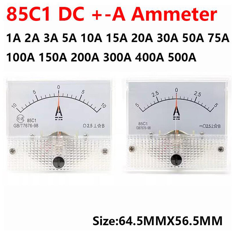 85C1-A DC /75mv Amperemeter Gauge Analog Panel AMP Current Meter10A -0 - 10A Ammeter 1A 3A 5A 10A 20A 30A 50A 100A 200A 500A