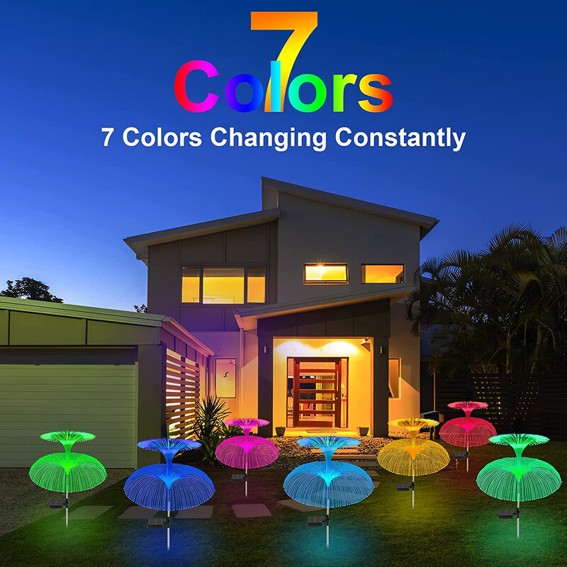 Luces solares de medusas para exteriores, reflector impermeable para Patio, decoración de fiesta, lámpara de flores, 7 colores, 3 uds.