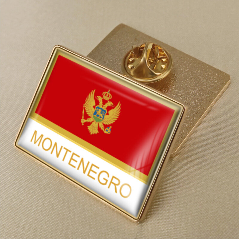 Broches con emblema nacional de la bandera montenegrina de Albania, insignias, alfileres de solapa