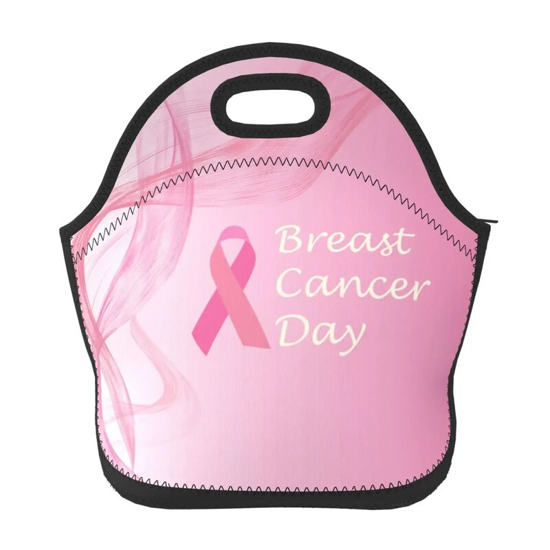 Tas makan siang kesadaran kanker payudara untuk pria wanita kotak makan siang terisolasi untuk tas jinjing makan siang dewasa dapat digunakan kembali untuk bekerja, piknik, sekolah