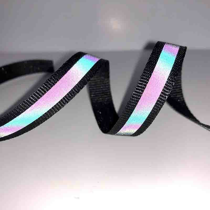 5 yards Rainbow Reflective Webbing DIY Fabric Strips for Garment Handmade Sewing Crafts 2cm Width Ribbon