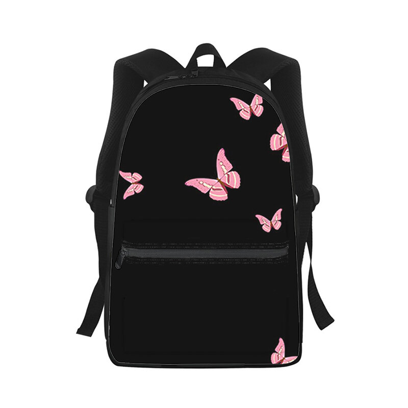 Mochila de pintura azul borboleta para homens e mulheres, bolsa de escola de estudante de moda 3D, bolsa de ombro para laptop