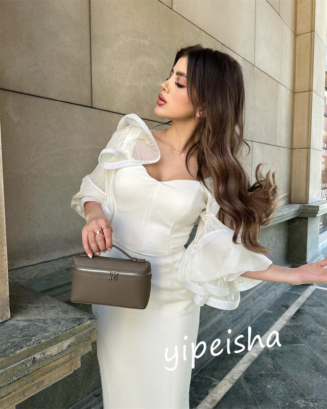 Ball Dress Evening Charmeuse Tassel Pleat Homecoming Sheath V-neck Bespoke Occasion Gown Midi Dresses Saudi Arabia  