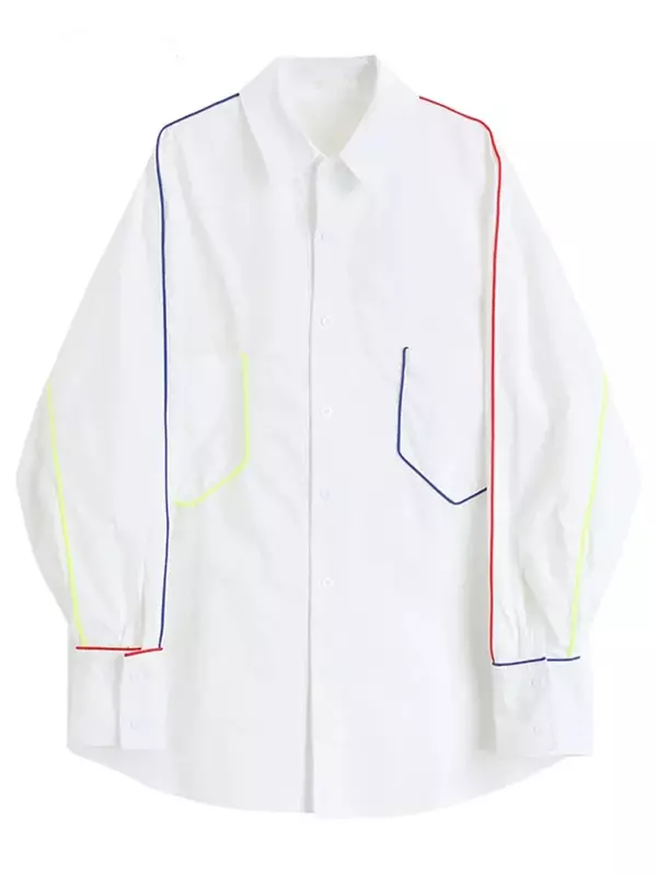 Camisa informal elegante para mujer, camisa holgada de manga larga con un solo pecho, cuello de Polo sólido Vintage, moda coreana, Primavera