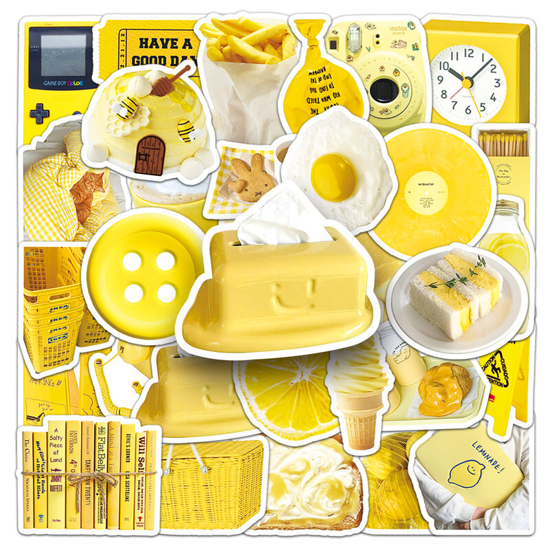 50 szt. Serii żółtych naklejki Graffiti elementów nadaje się do kasku na laptopa dekoracja stołu naklejka do zrobienia w domu zabawek hurtowych