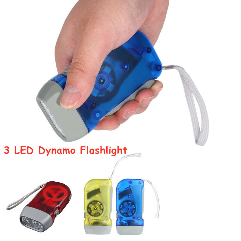 Mão Pressionando Dynamo Crank Lanterna, Wind Up Torch Light, Imprensa Mão, Camping Lamp, Quente, 3 LED, 2022