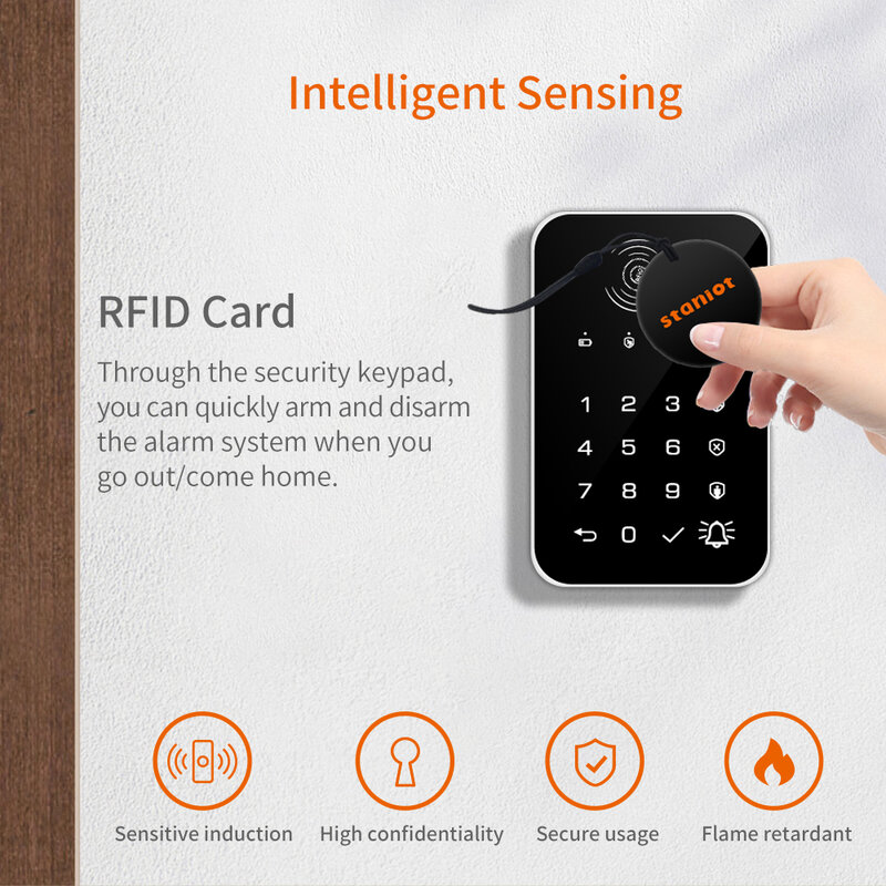 125Khz RFID 카드 EM4100 키패드 태그 액세스 제어 스마트 카드 근접 키체인, Staniot 무선 키보드로 작동, 1 개, 6 개