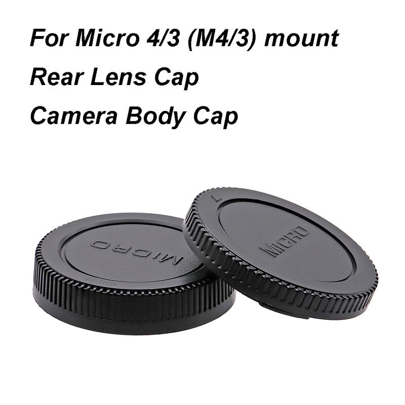Plastic Black Lens Cover para Câmera, Lente de Montagem, Tampa Traseira, Body Cap ou Cap Set, Fit para M4, 3 Micro, 4, 3 MFT, G9, GH5, GX9, E-M10, EP-L10