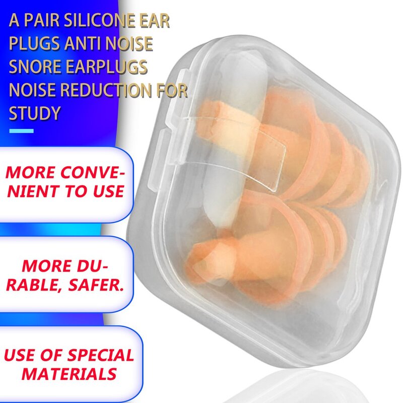 Penyumbat telinga silikon Spiral nyaman, sepasang Aksesori pengurang kebisingan untuk tidur