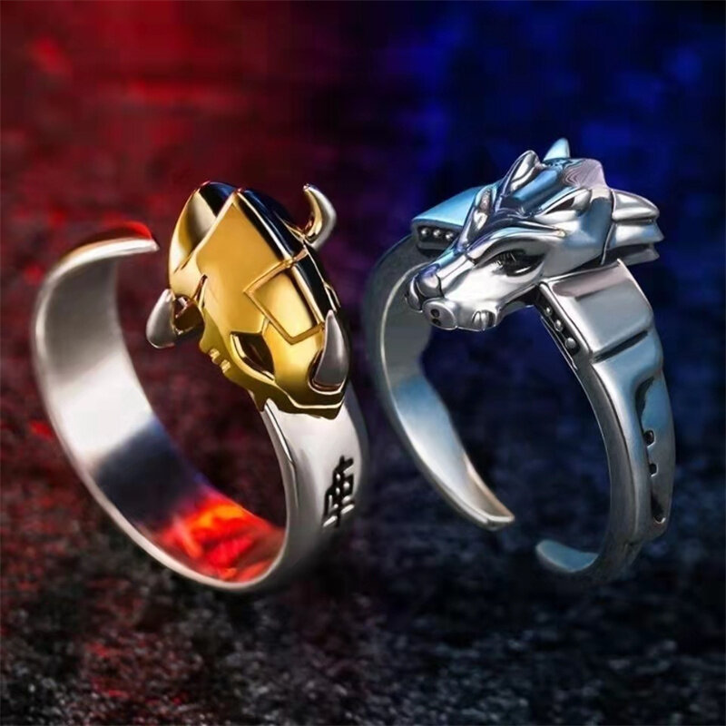 Anime Digimon Monster Ring Cosplay Adjustable Accessories Metal Couple Ring