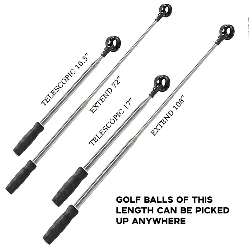 Przenośna piłka golfowa Retriever stal nierdzewna trwała w 4 rozmiarach teleskopowa piłka golfowa Picker narzędzie do podnoszenia małych elementów akcesoria do golfa