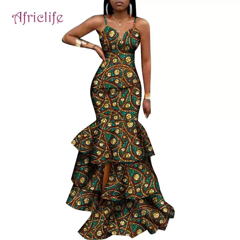 Robe Africaine Plissée à la Mode pour Femme, Tenue de Soirée Sexy, Vêtement de Mariage, KG913