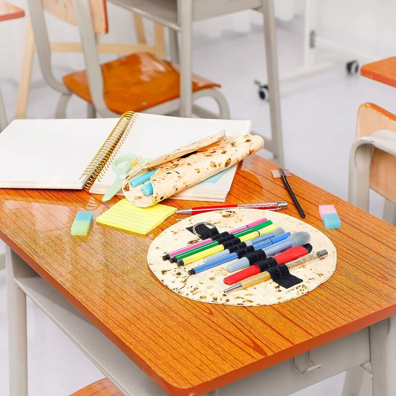 ที่จับกล่องดินสอม้วน Tortilla ตลกปากกาม้วนเบอริโต้กระเป๋าดินสอเครื่องเขียนโรงเรียนกระเป๋ากระเป๋าเก็บเครื่องสำอาง