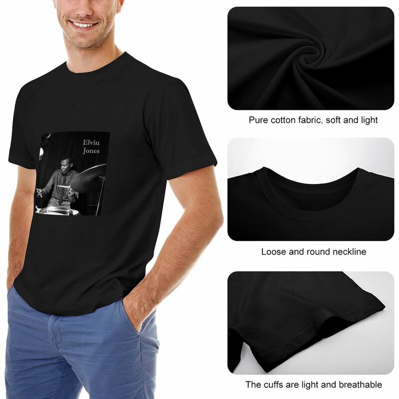 Camiseta divertida de Elvin Jones para hombre, camisa corta negra, blusa divertida
