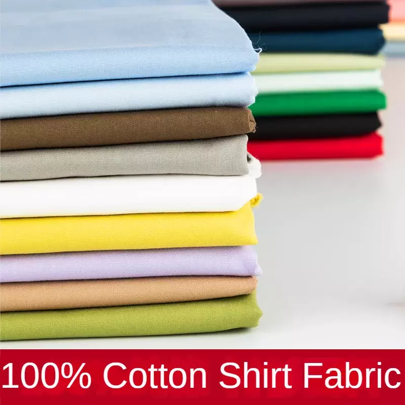 Tela de algodón puro lavado liso, sarga por metro para camisas, ropa, vestidos, faldas, costura fina, tela de diseñador, negro, blanco, bricolaje