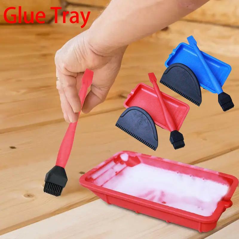 Wood Glue Applicator Silicone Woodworking Glue Applicator Set With Glue Spreader Brush & Tray Multifunctional Complete Silicone