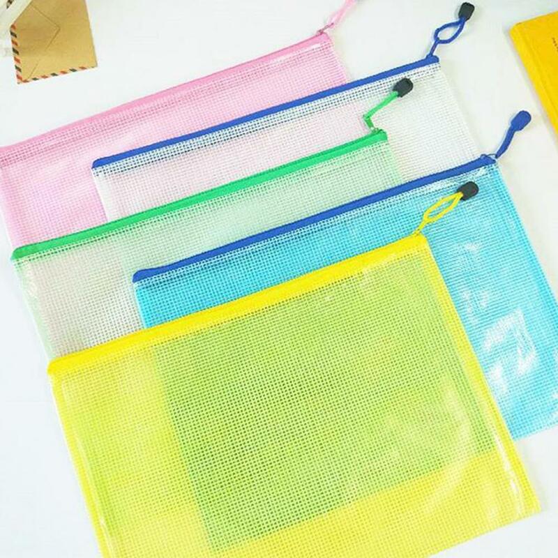 ハンドル付きの透明な防水ファイルバッグ,プラスチック,メッシュポケット,鮮やかな色,a4,a5,2ユニット