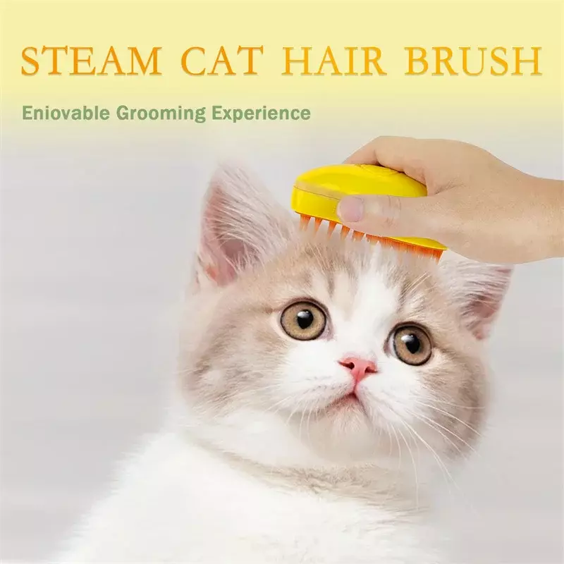 Escova a vapor 3 em 1 para pet, escova a vapor para pêlos de cães e gatos, spray elétrico, pente de massagem, depilação