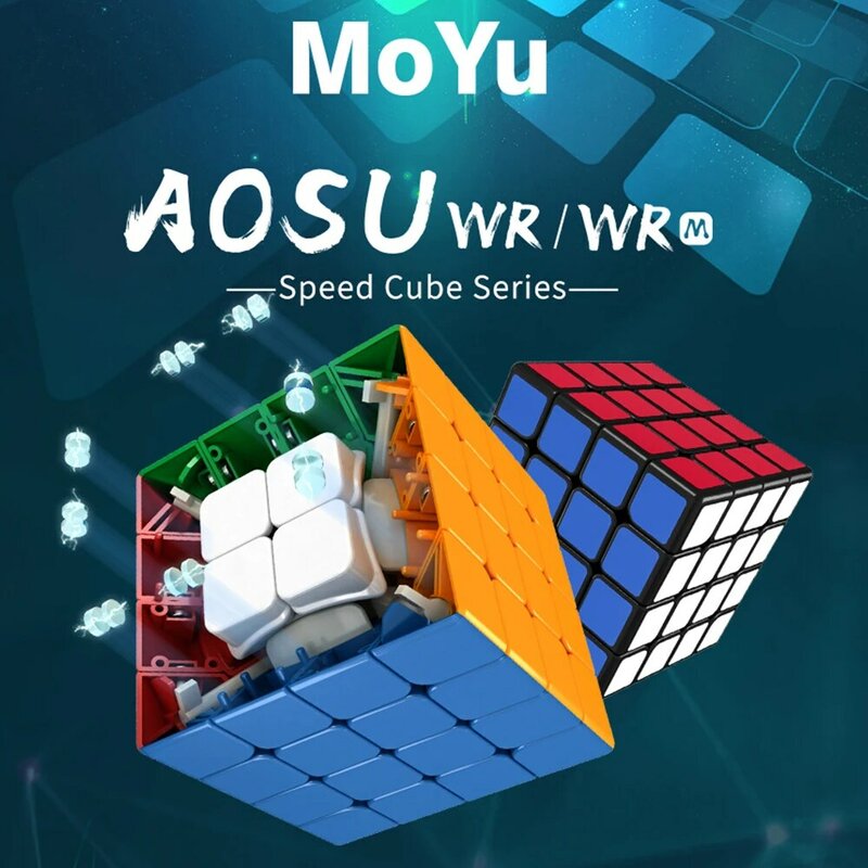 Moyu AOSU WRM Cubo de velocidad mágico magnético, juguetes Fidget profesionales sin pegatinas, Aosu 4x4, Cubo mágico, rompecabezas