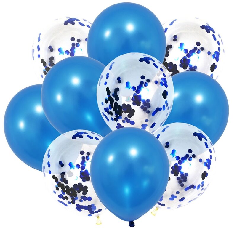 10 Stück 12 Zoll gemischte metallische Konfetti-Pailletten-Latex-Luftballons-Set, Party-Dekorationszubehör für Valentinstag,