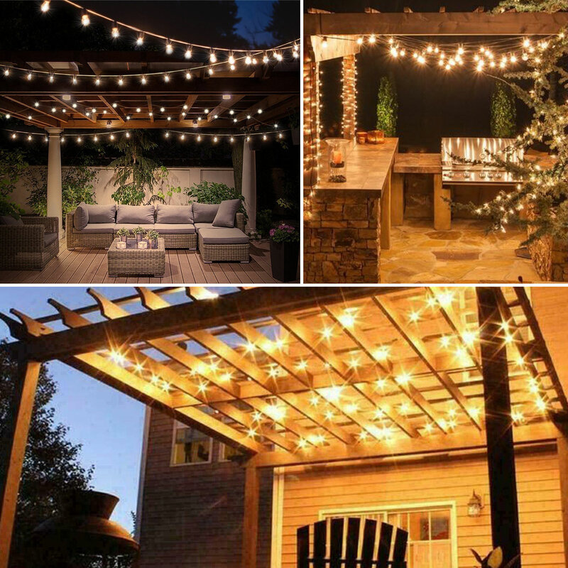 G40 LED Bulb String Lights Room Ramadan Outdoor 220v Garden Camping Street Garland Fairy Lights Outdoor Waterproof Wedding 2023
