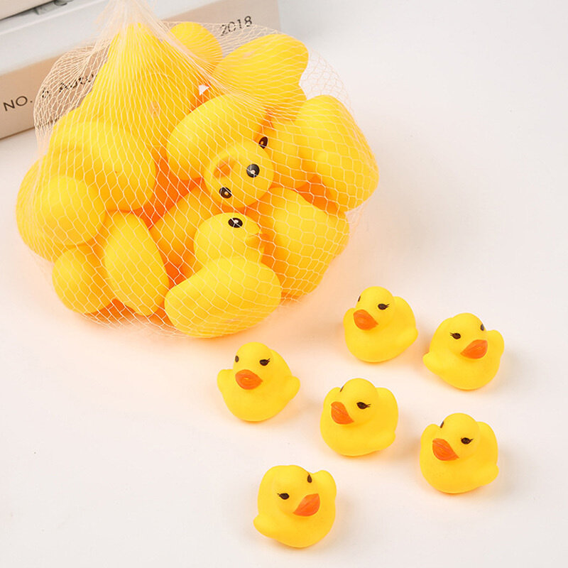 10pcs 3.5/5CM Squeaky Rubber Ducks Baby Bath Toys Swimming Pool Floating Bath Ducks Water Game Play Shower Toys for Kids