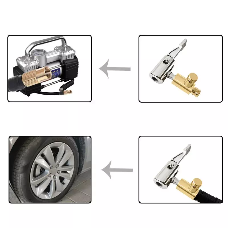 자동차 타이어용 휴대용 공기 주입 펌프, 공기 척 압축기, 타이어 팽창기, 호스 수리용 바브 커넥터 포함