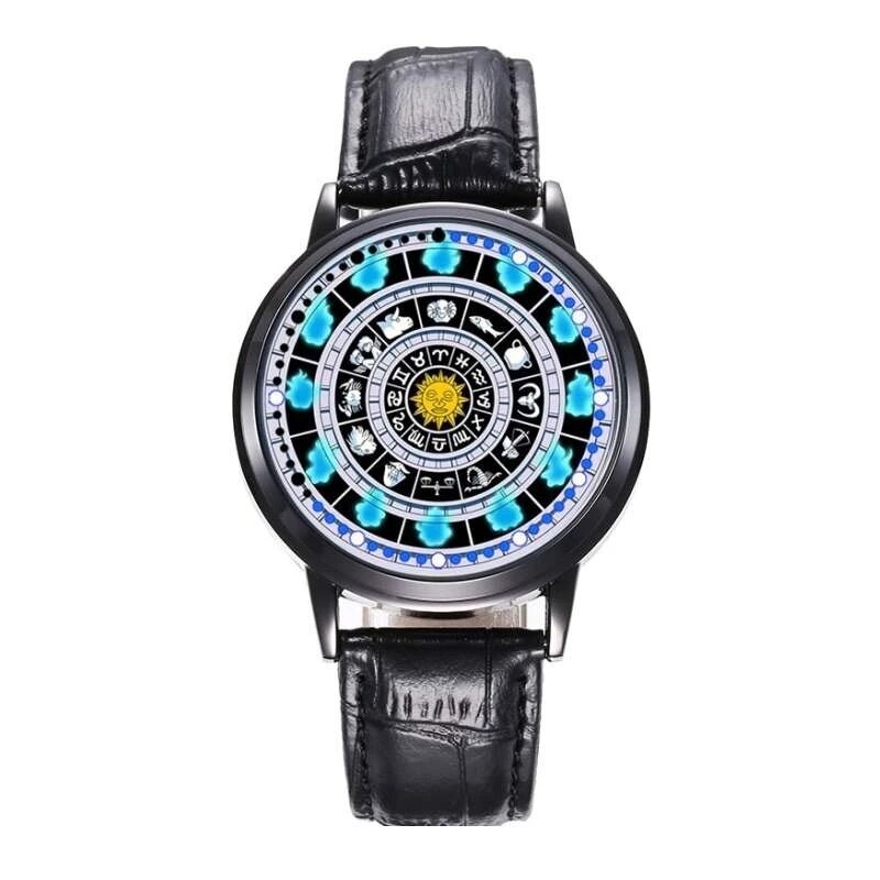 Custom Photo Watch For Couple All Black Leather LED Unisex Quartz Wristwatches Send Your Picture