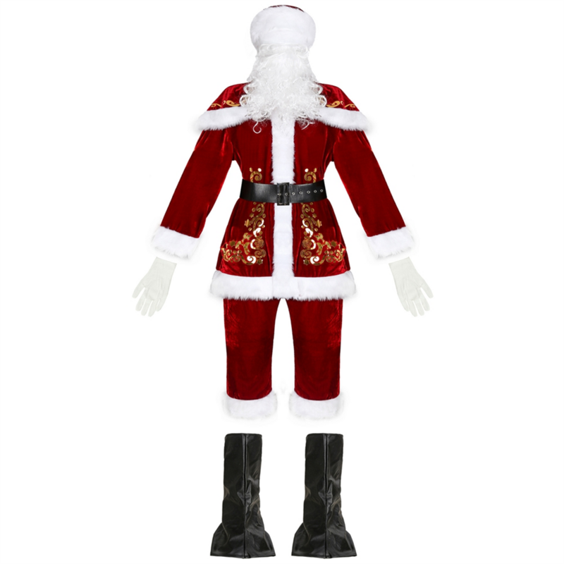 Kostum Santa dewasa kostum Natal setelan pesta Cosplay Santa Claus untuk anak laki-laki anak-anak kostum Cosplay XL