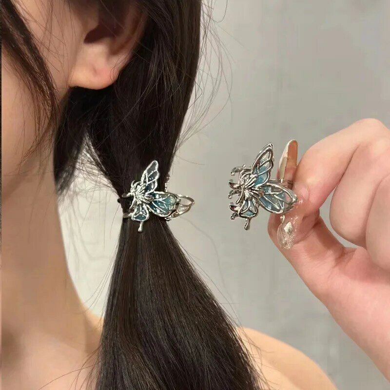 Y2k manis Keren perhiasan rambut Dropping minyak kupu-kupu baru Mini ambil klip rambut