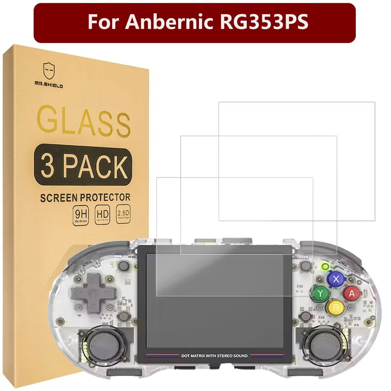 Mr. Защитный экран для Anbernic RG353PS [закаленное стекло] [3-Pack] [Японское стекло с твердостью 9H] Защита экрана