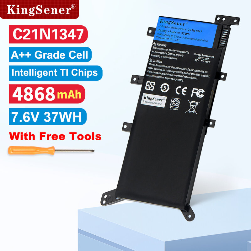 KingSener-Batería de 7,6 V y 37Wh para ordenador portátil, pila para ASUS X554L, X555, X555L, X555LA, X555LD, X555LN, X555MA, 2ICP4/63/134, herramientas gratuitas