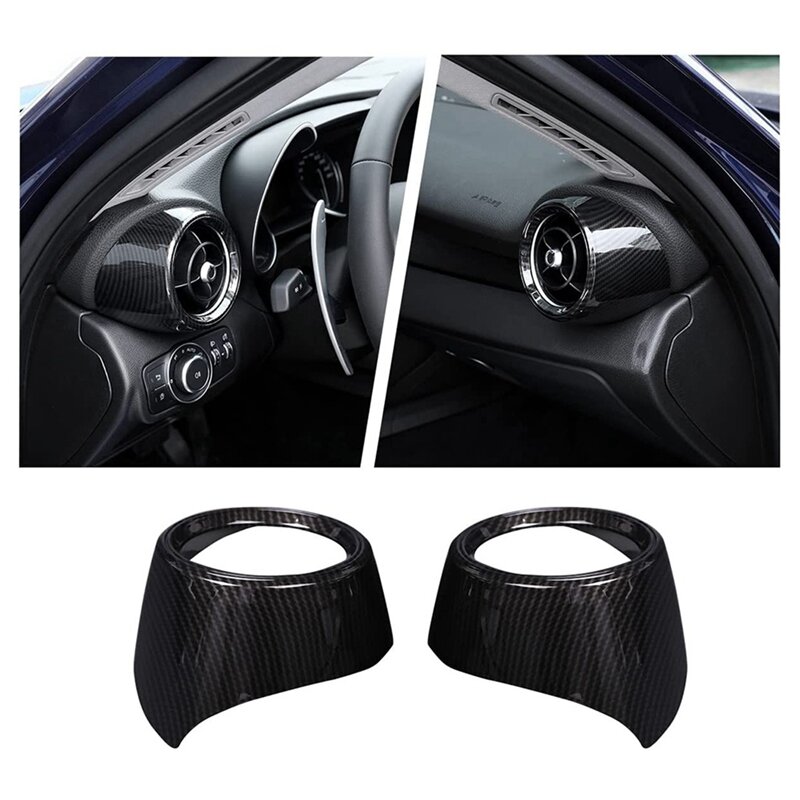2 PCS Front Side Air Conditioning Vent Outlet Cover Trim Frame Carbon Fiber Pattern Plastic For Alfa Romeo Giulia 2017-2020