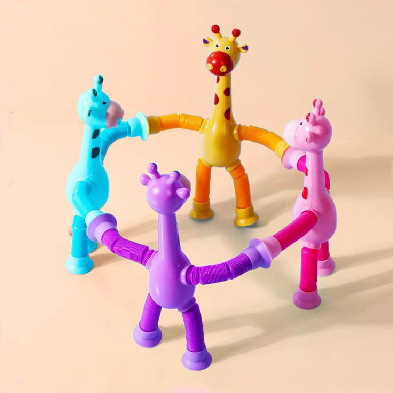 4 szt. Przyssawka żyrafa zabawna teleskopowa zabawka spinner odprężająca Puzzle skomplikowana zabawka rodzinne dowcipy prezent dla dzieci dziecka