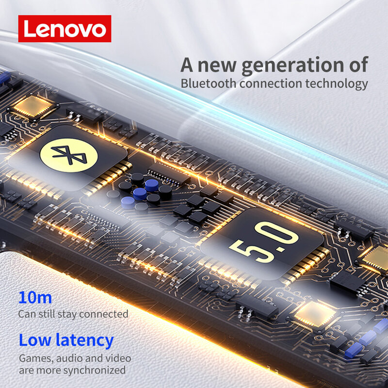 Lenovo-auriculares inalámbricos HT38, audífonos TWS con Bluetooth, Control táctil, resistentes al agua, deportivos, con micrófono, 10 unidades