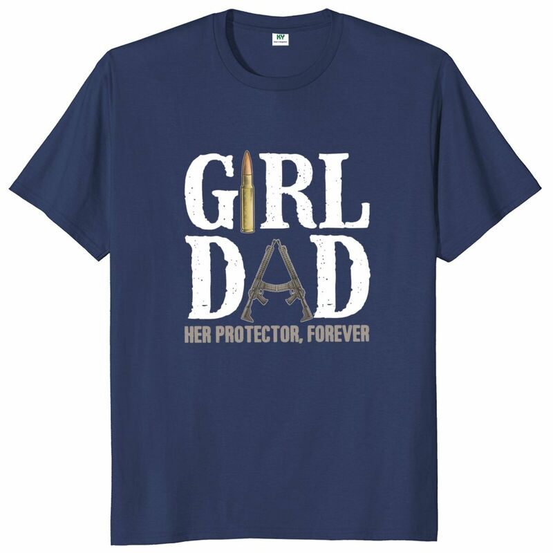Camiseta divertida de algodón con cuello redondo para hombre, camisa informal de verano con estampado "Her Protector Forever", regalo de cumpleaños para padres, 100%