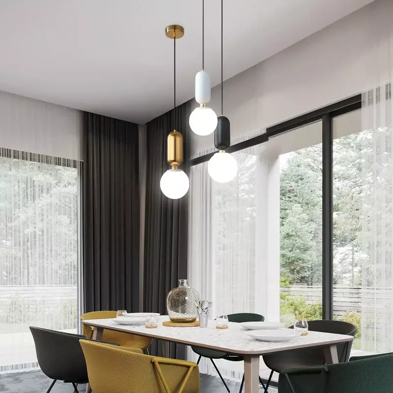 Suspension en verre de style nordique minimaliste, lustre à LED, lumière de hall de chambre à coucher, décoration de la maison de luxe, luminaires