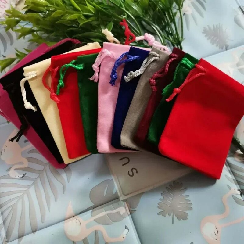 Multicolor Velvet Drawstring Bolsas, Pacote De Jóias Saco, Sacos De Presente De Embalagem De Casamento De Natal, LW024,-1