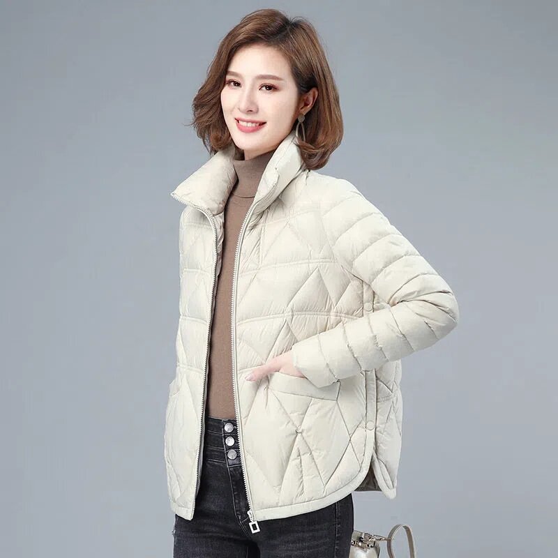 Jaqueta leve de algodão curto para mulheres, casaco acolchoado solto, jaqueta casual feminina, tamanho grande, nova moda, outono e inverno, 2024