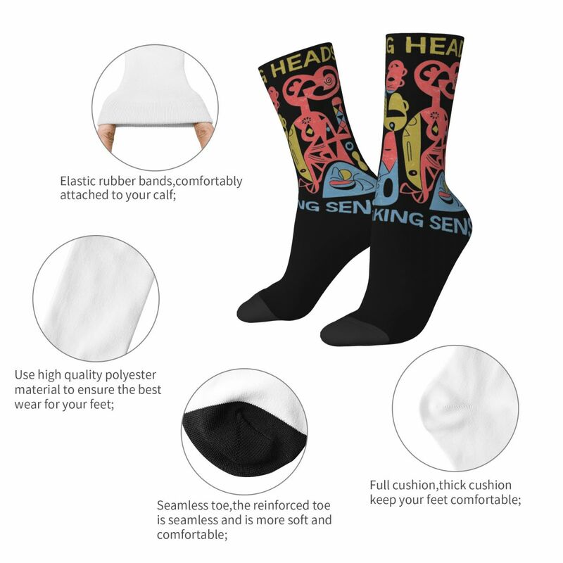Calcetines de tubo medio que absorben el sudor para hombre y mujer, medias con diseño de banda de rock, para todas las estaciones