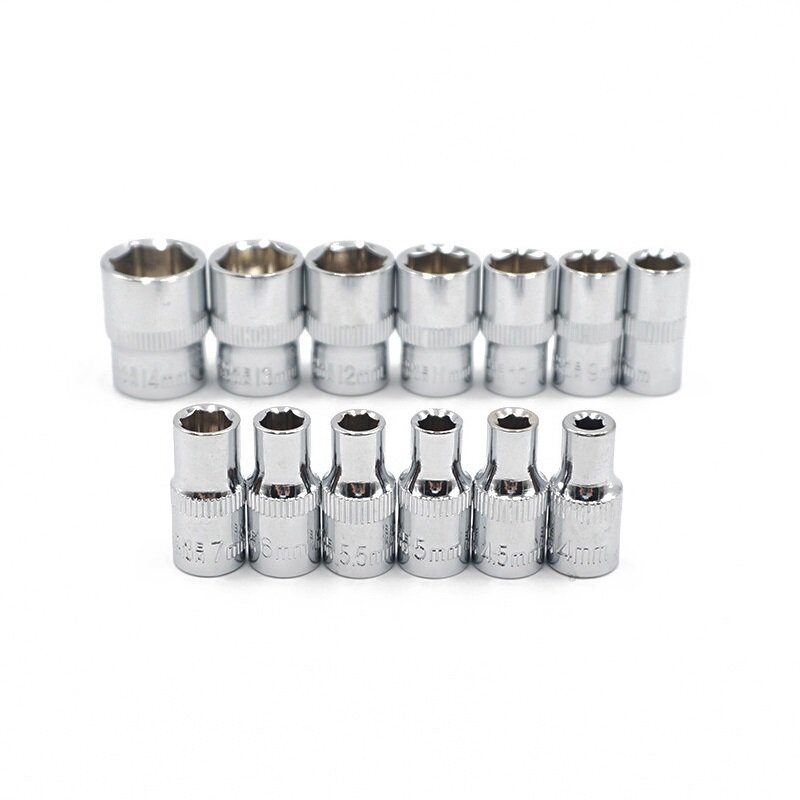 1Pc 4MM  5MM  6MM 7MM 8MM 9MM 10MM 11MM 12MM 13MM 14MM 1/4" Socket Wrench Head Sleeve Double EndHand Tools