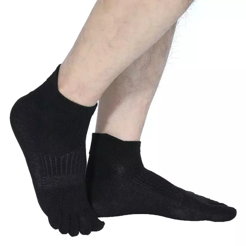4 Pairs Toe Invisible Socks Man Cotton Summer Thin Solid Non-Slip Shallow Mouth Cool Simple No Show 5 Finger Socks Sokken