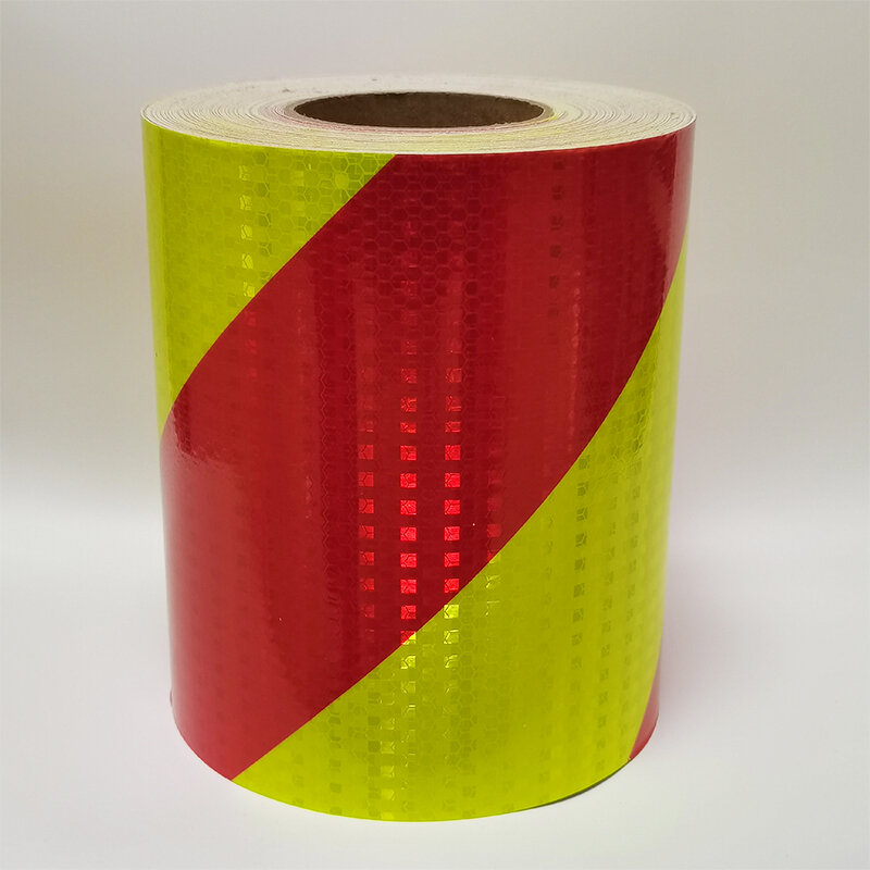 8" Reflective Tape Fluorescent Yellow And White Twill Reflectors Film Outdoor High Vis Conspicuity Safety Sheeting 10M For Truck