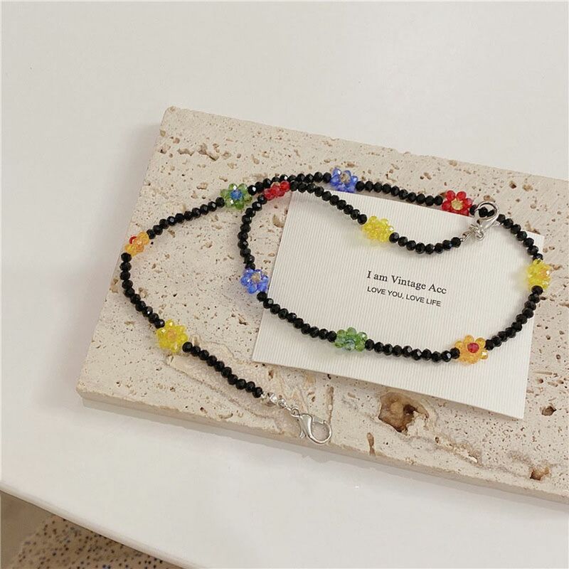 Eyeglass Lanyard Anti-lost Unisex Flower Face Mask Necklace Mask Cord Holder Acrylic Beaded Chain Crystal Glasses Chain