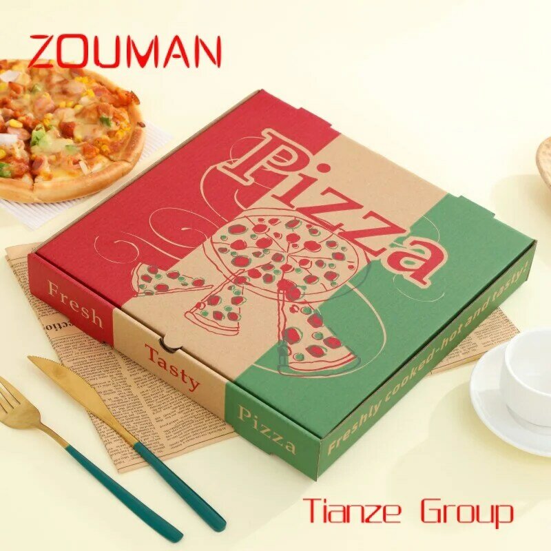Custom Pakket Food Grade Food Storage Pakket Pizza Box Ronde Grootte Voedselverpakking Dozen Voor Kleine Bedrijven
