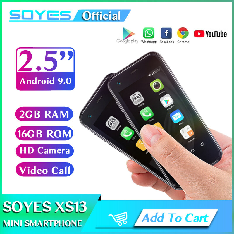 Soyes xs13 2,5 inches mini android 9,0 handy hd kamera dual sim tf slot 1000mah 2gb ram 16gb rom 3g süßes smartphone